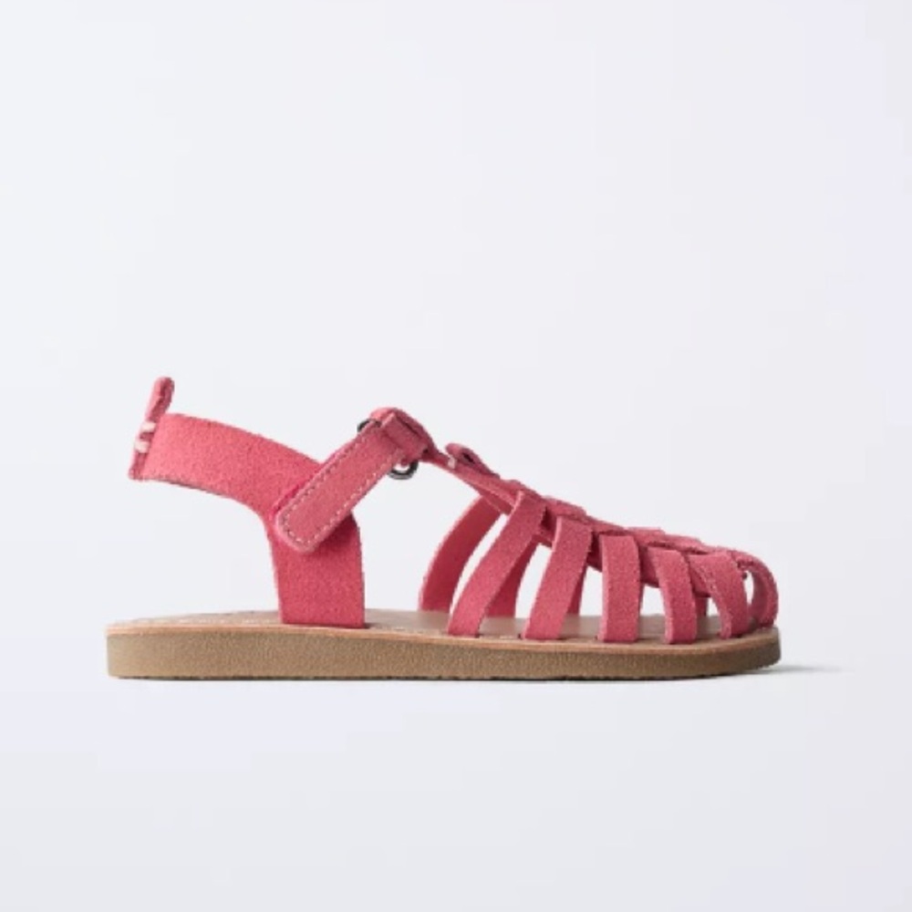 Zara Pink Leather Fisherman Sandals, size 11 little kids